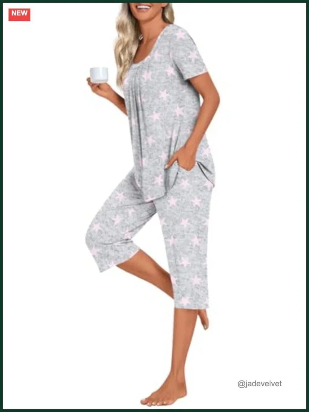 Women's Square Neck Pajama Set Soft Rayon Spandex 2 Piece Lounge Sleepwear